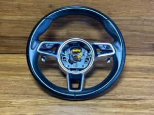2015-2018 Porsche Cayenne 92A Steering Wheel Heated Black Leather OEM *NOTE*