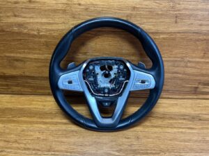 2019-2023 BMW X7 G07 Steering Wheel Black Leather Heated Paddle Genuine OEM