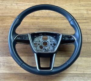 2019-2025 Audi A6 C8 A7 Steering Wheel Shifters Black Leather OEM
